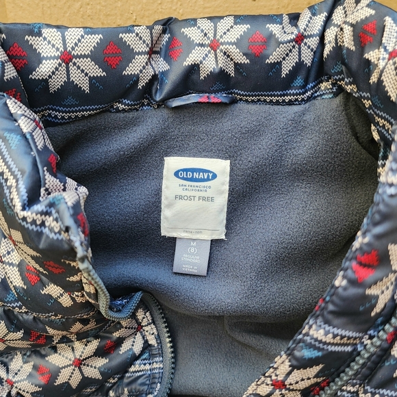 Old Navy Girls M(8) Vest Fair Isle Zip Frost Free Pockets Quilted Fleece-Lined - Picture 4 of 16
